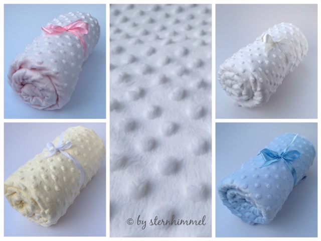 Baby Kuscheldecke weiss, rosa, blau und gelb